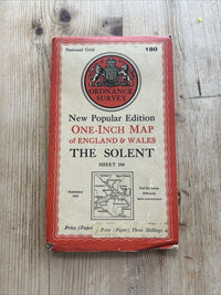 THE SOLENT Ordnance Survey Paper Sixth Series 1945 Sheet 180 One Inch Isle Wight