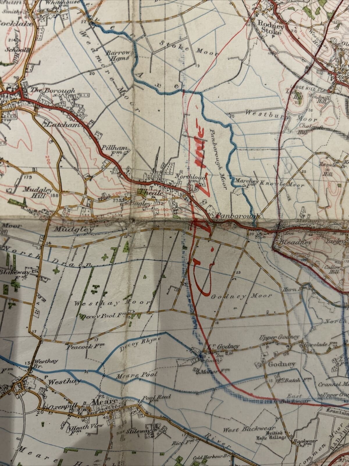 WESTON UPER MERE Cloth Ordnance Survey 1 Inch Map 1918 Clevedon Bridgewater