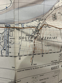 NORTH FERRIBY Ordnance Survey CLOTH Sheet 44/83 1:25000 1947 National Grid