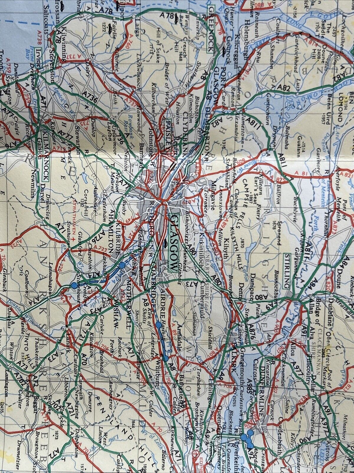 1968 Ordnance Survey Map ROUTE  PLANNING MAP NORTH Ten Miles To Inch Scotland