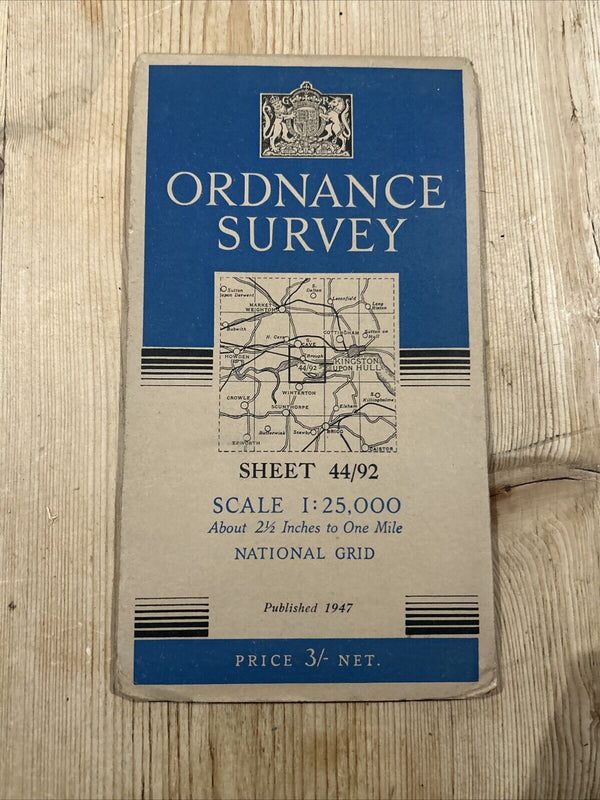 NORTH FERRIBY Ordnance Survey CLOTH Sheet 44/83 1:25000 1947 National Grid