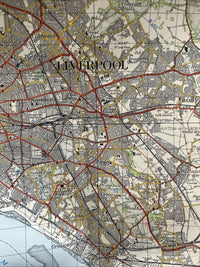 LIVERPOOL Ordnance Survey Cloth One Inch Map 1961 Seventh Series Sheet 100