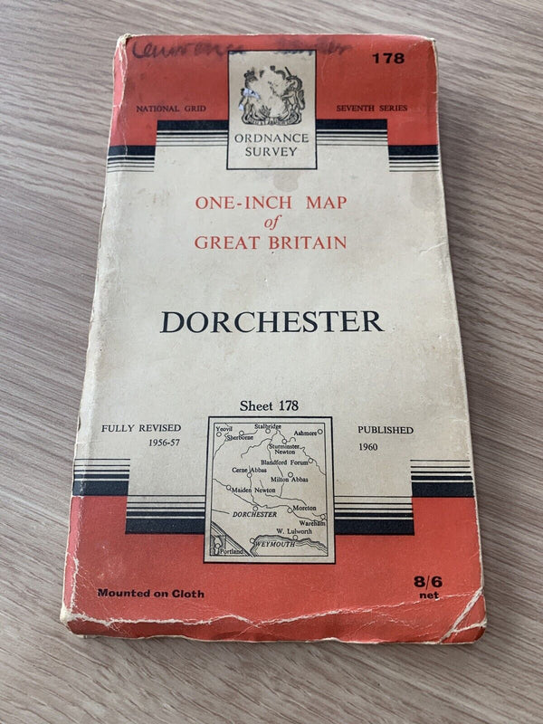 Vintage Ordnance Survey Seventh Series Cloth 1-inch DORCHESTER - 1960 Sheet 178
