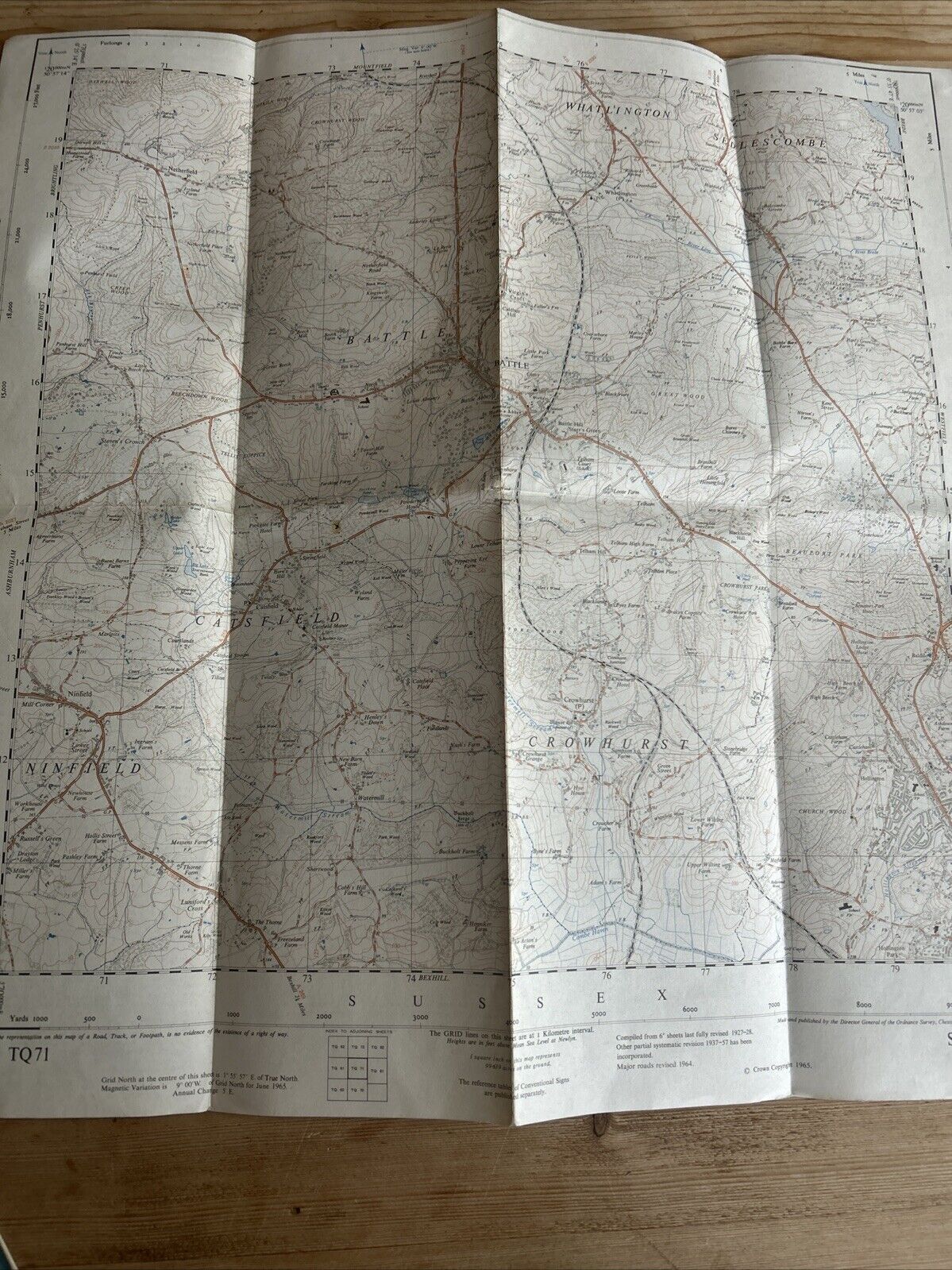 BATTLE Ordnance Survey First Series Sheet TQ71 1:25,000 1965 Crowhurst Catsfield