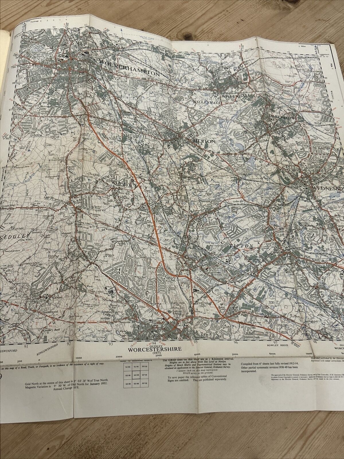 WOLVERHAMPTON - Ordnance Survey Sheet SO99 1:25000 1951 Wednesbury Tipton