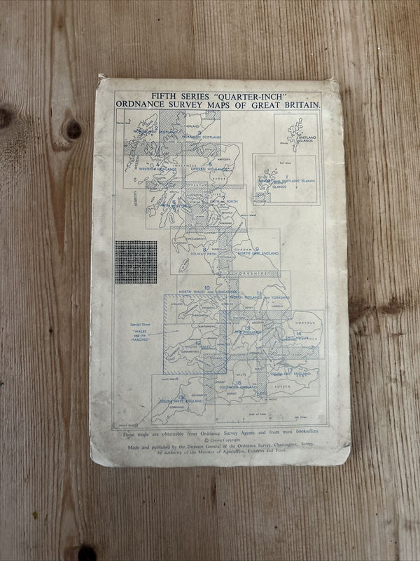 THE MIDLANDS Sheet 13 Fifth Series Paper Ordnance Survey Quarter Inch 1962