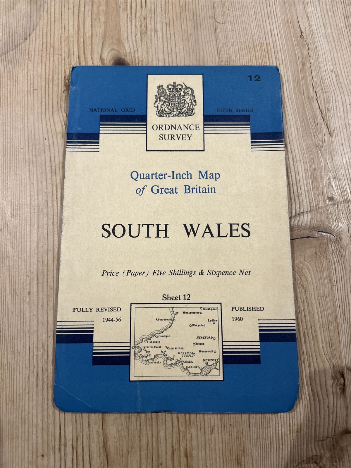 SOUTH WALES 1960 Ordnance Survey Quarter Inch Map Sheet 12 Fifth Series Tenby