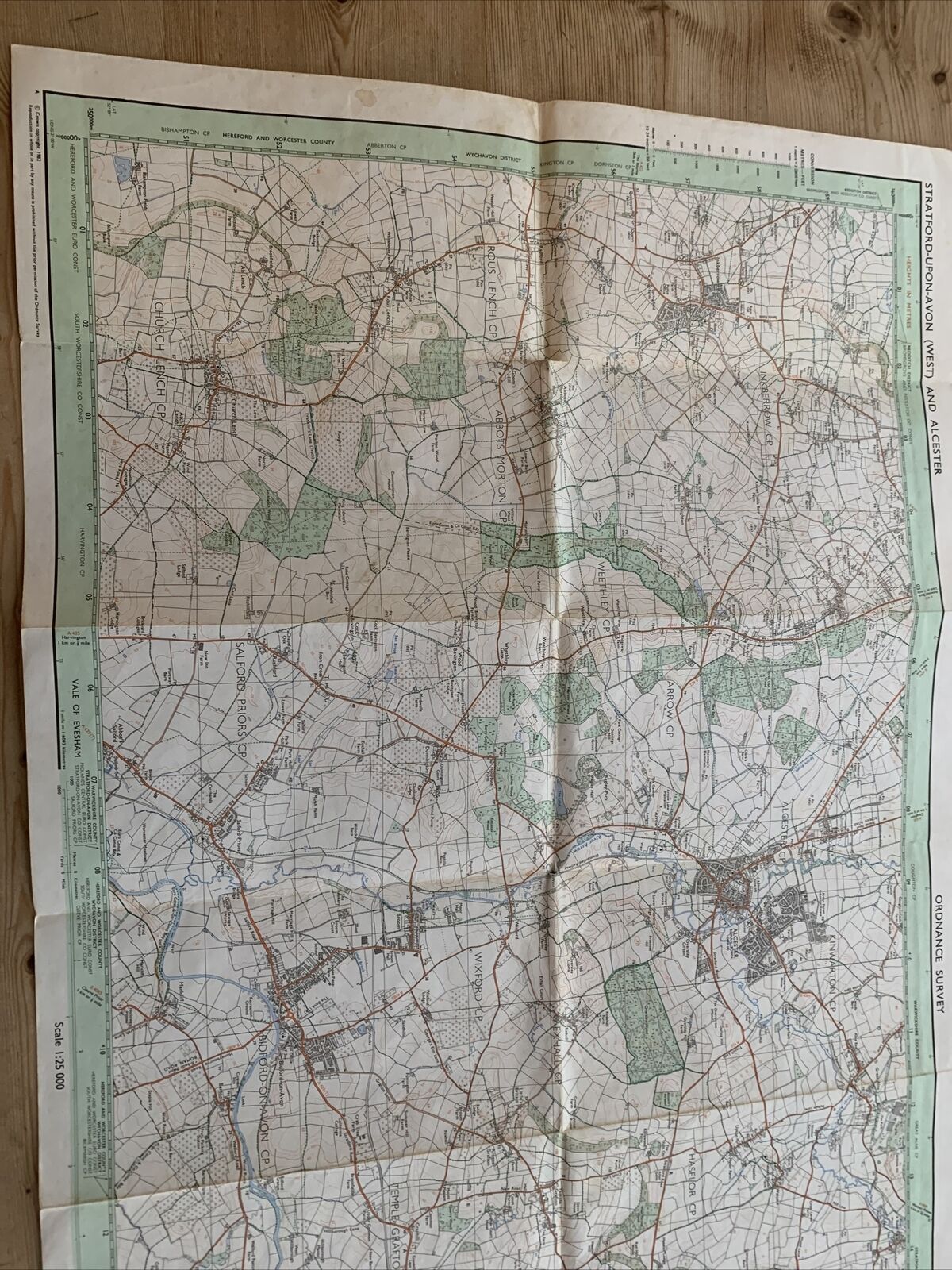 STRATFORD upon AVON West & ALCESTER Ordnance Survey Pathfinder Map 1982 SP05/15