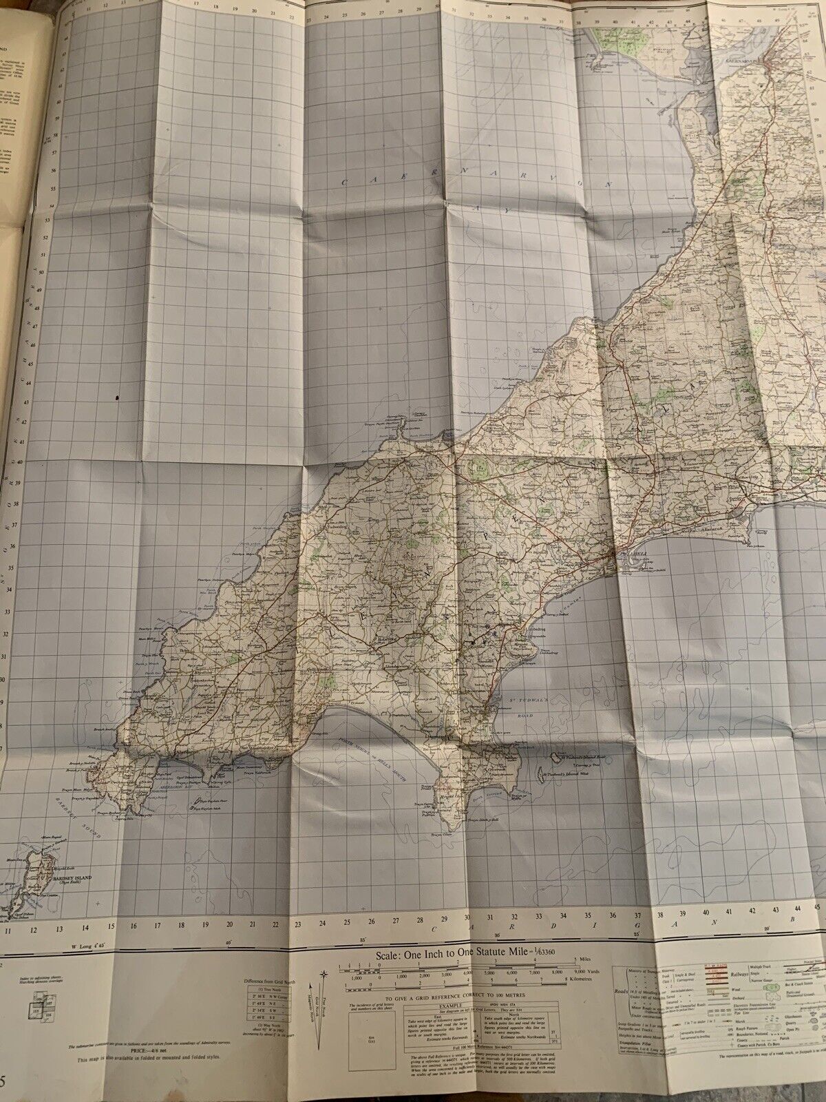 PWLLHELI Ordnance Survey Paper Map 1961 Seventh Series No 115 Lleyn Peninsular