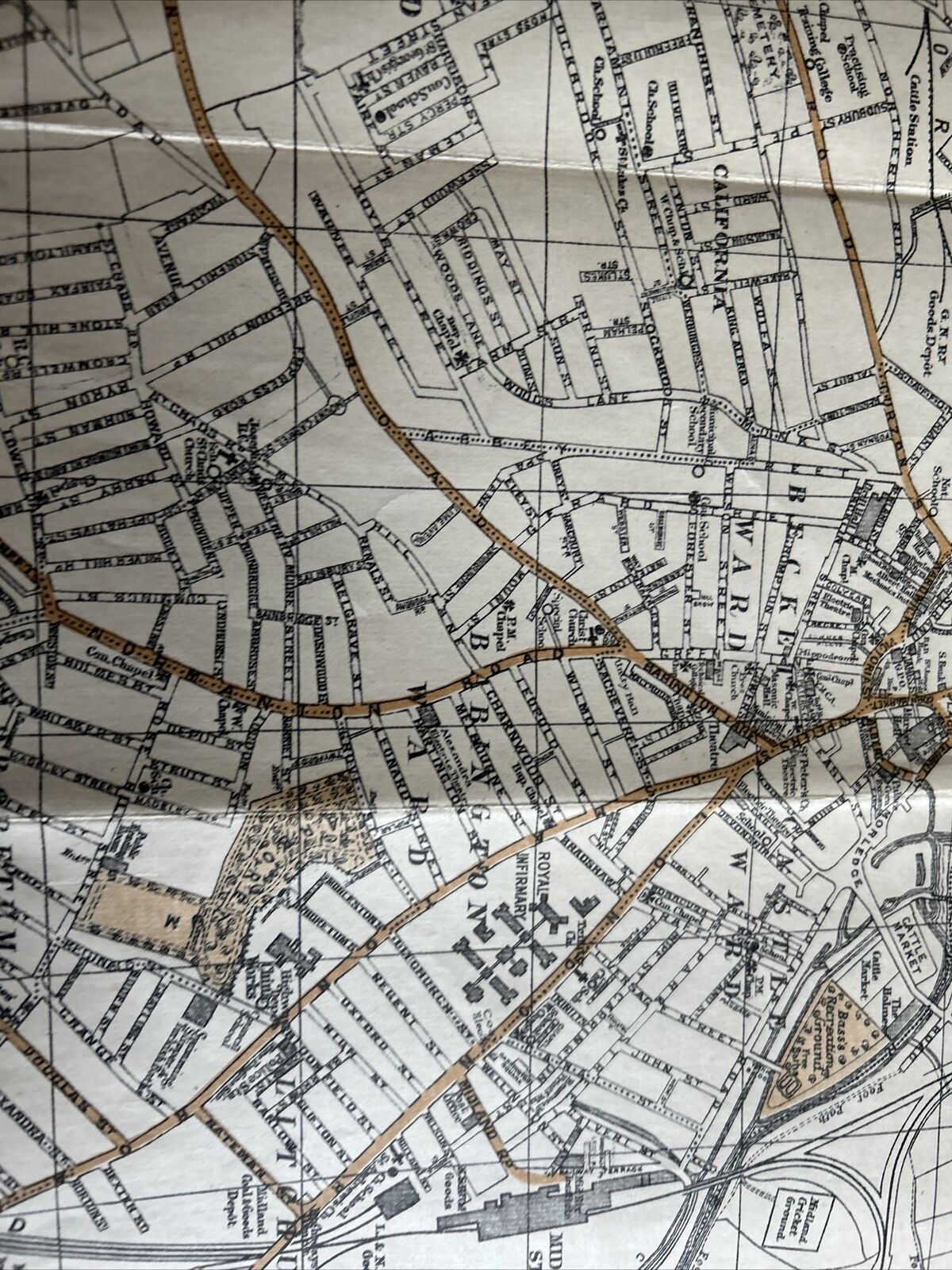 DERBY Map Of The County Borough - Bemrose 1921 Cloth Osmaston Chaddesden