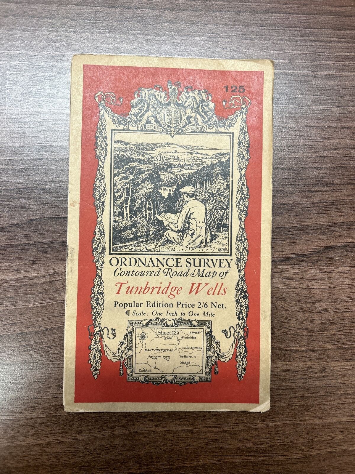 TUNBRIDGE WELLS Ordnance Survey Cloth One In Map 1920 Sheet 125 Kent Lingfield