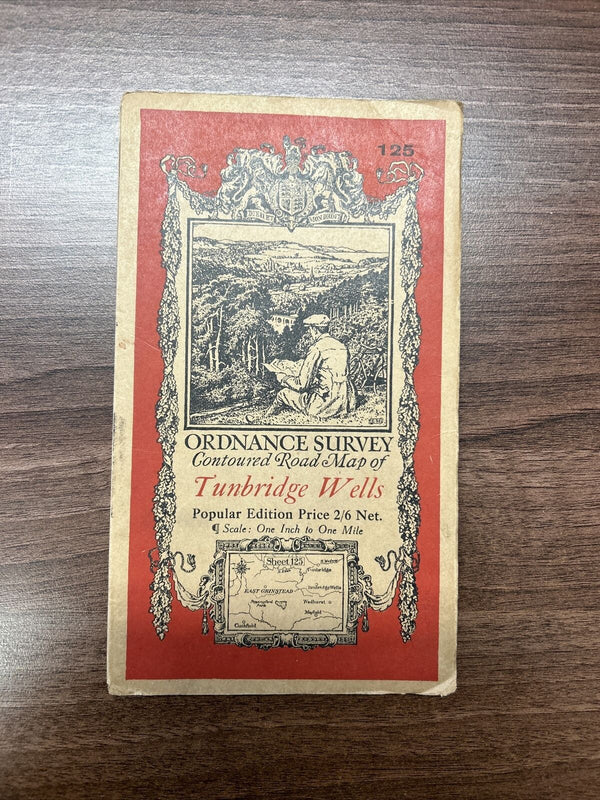 TUNBRIDGE WELLS Ordnance Survey Cloth One In Map 1920 Sheet 125 Kent Lingfield
