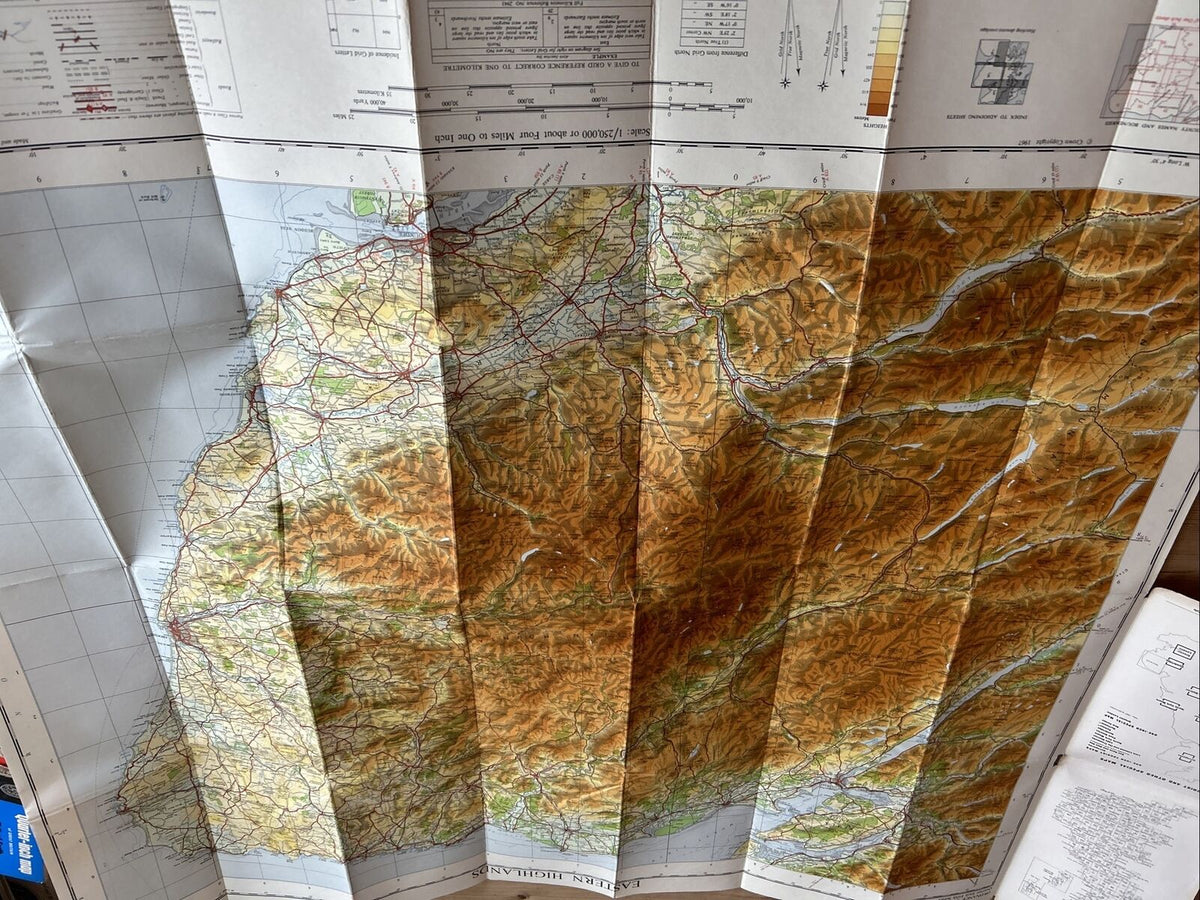 EASTERN HIGHLANDS 1967 CLOTH Ordnance Survey Quarter Inch Map Sheet 5 Grampians