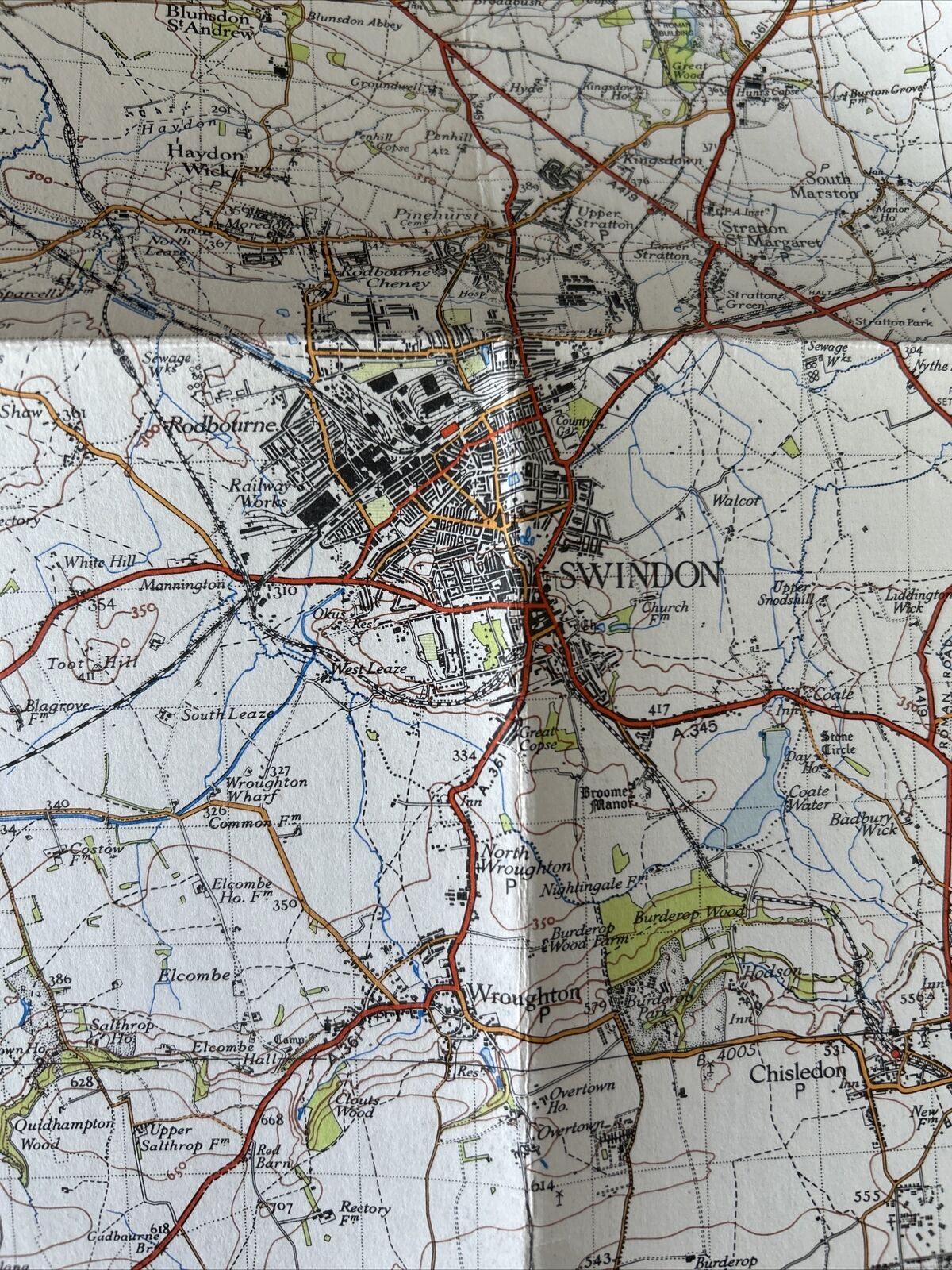 SWINDON Ordnance Survey Cloth One Inch Map 1940 Sixth Edition Sheet 157 Lechlade