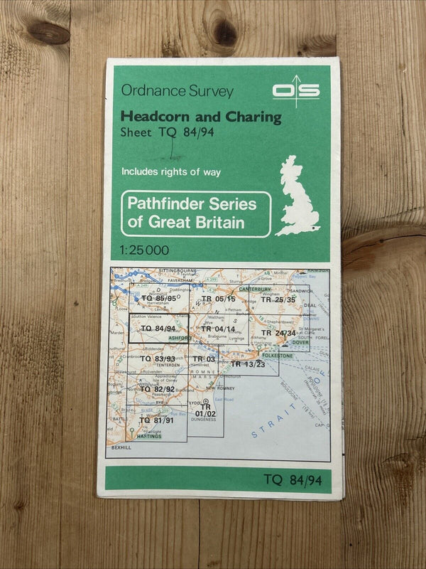 HEADCORN AND CHARING Pathfinder Ordnance Survey 1:25000 1986 TQ 84/94 Hothfield