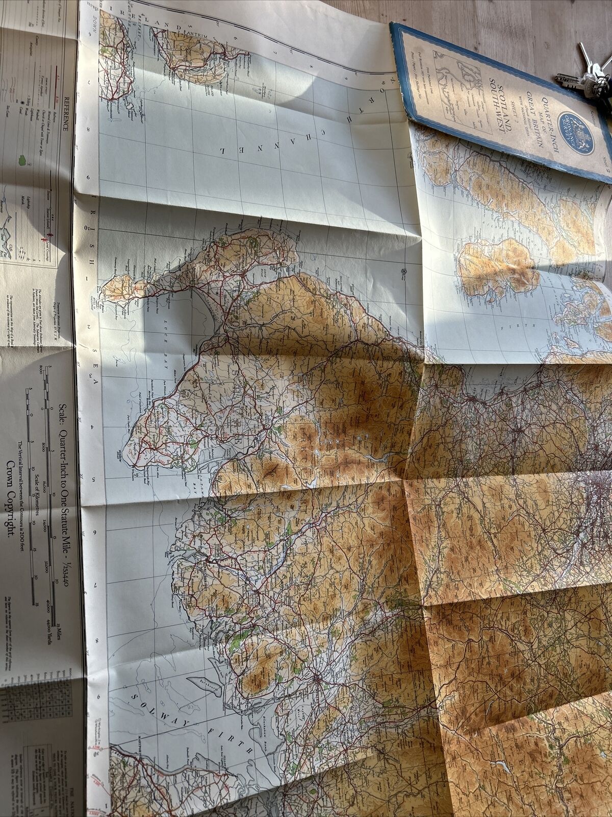 SCOTLAND SOUTH WEST Ordnance Survey Paper Sheet 2 Quarter Inch Map 4th Ed 1946