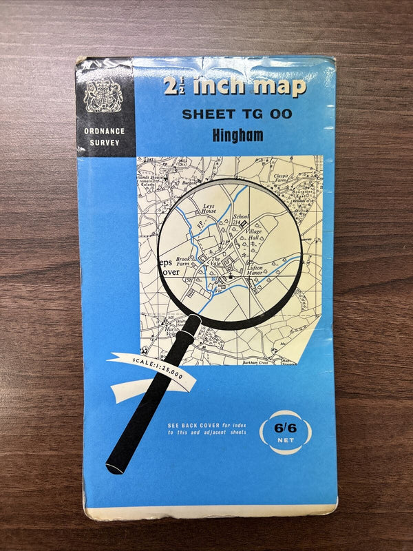 HINGHAM - Ordnance Survey 2 & Half Inch Sheet TG00 1955 Kimberley Garveston