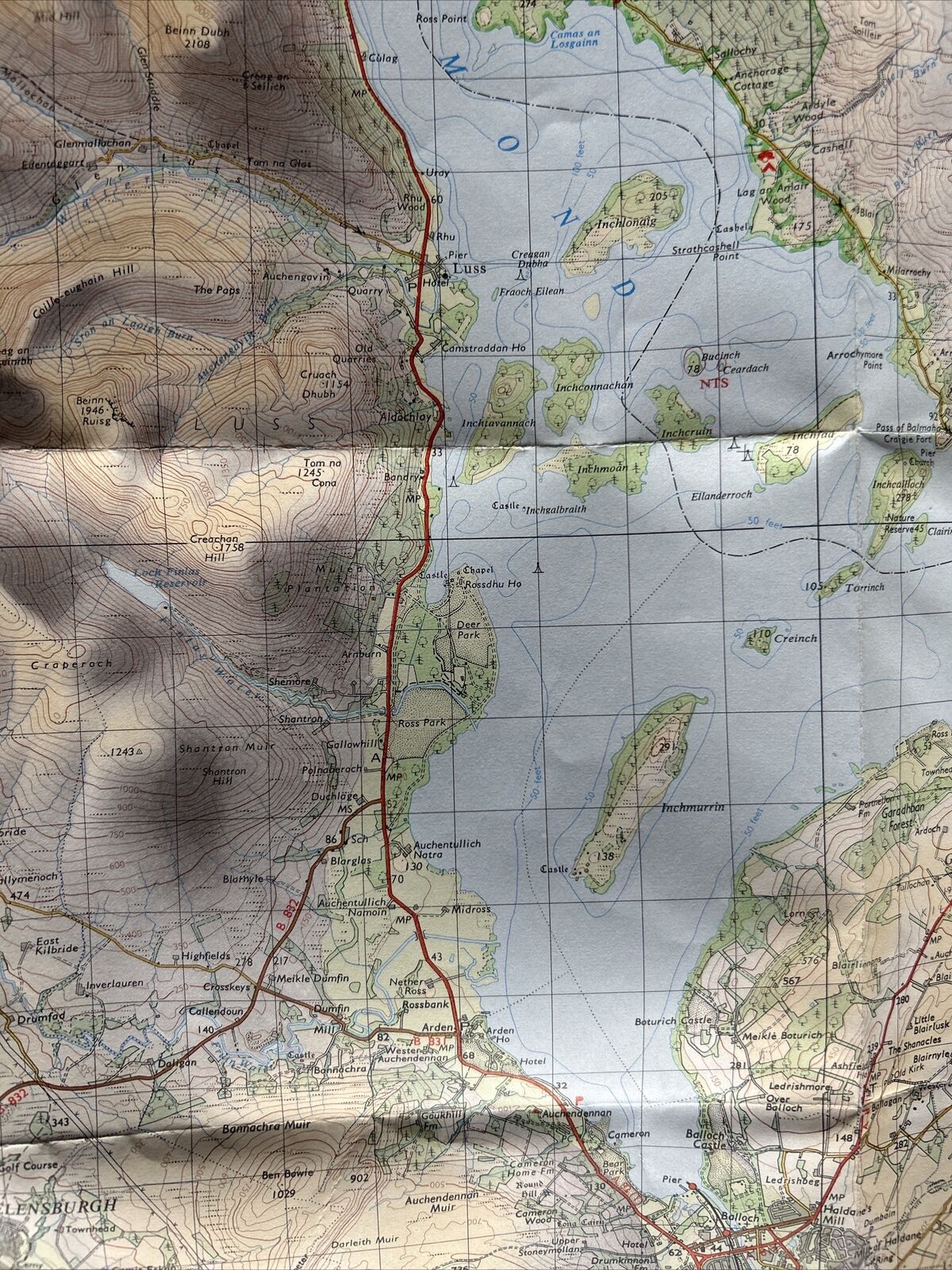 LOCH LOMOND & THE TROSSACHS Ordnance Survey 1 Inch Tourist Map 1967 Callander