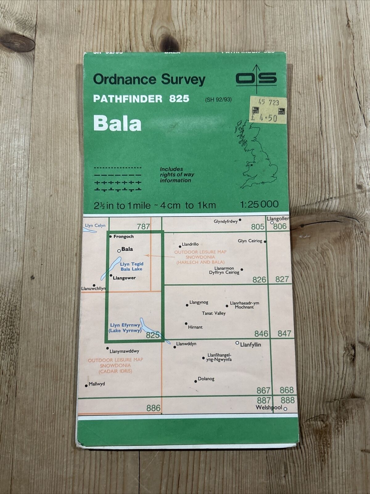 BALA Pathfinder 825 Ordnance Survey SH92/93 1:25,000 1989 Llandderfel