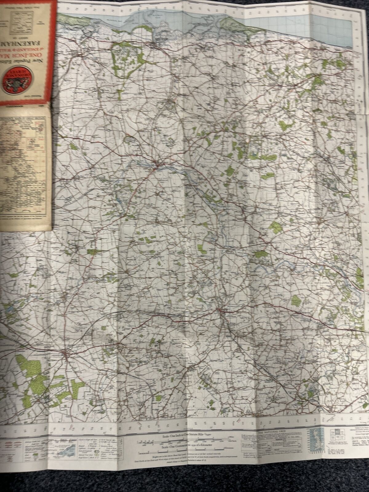 FAKENHAM Ordnance Survey Sixth Series CLOTH One inch 1946 Sheet 125 Swaffham