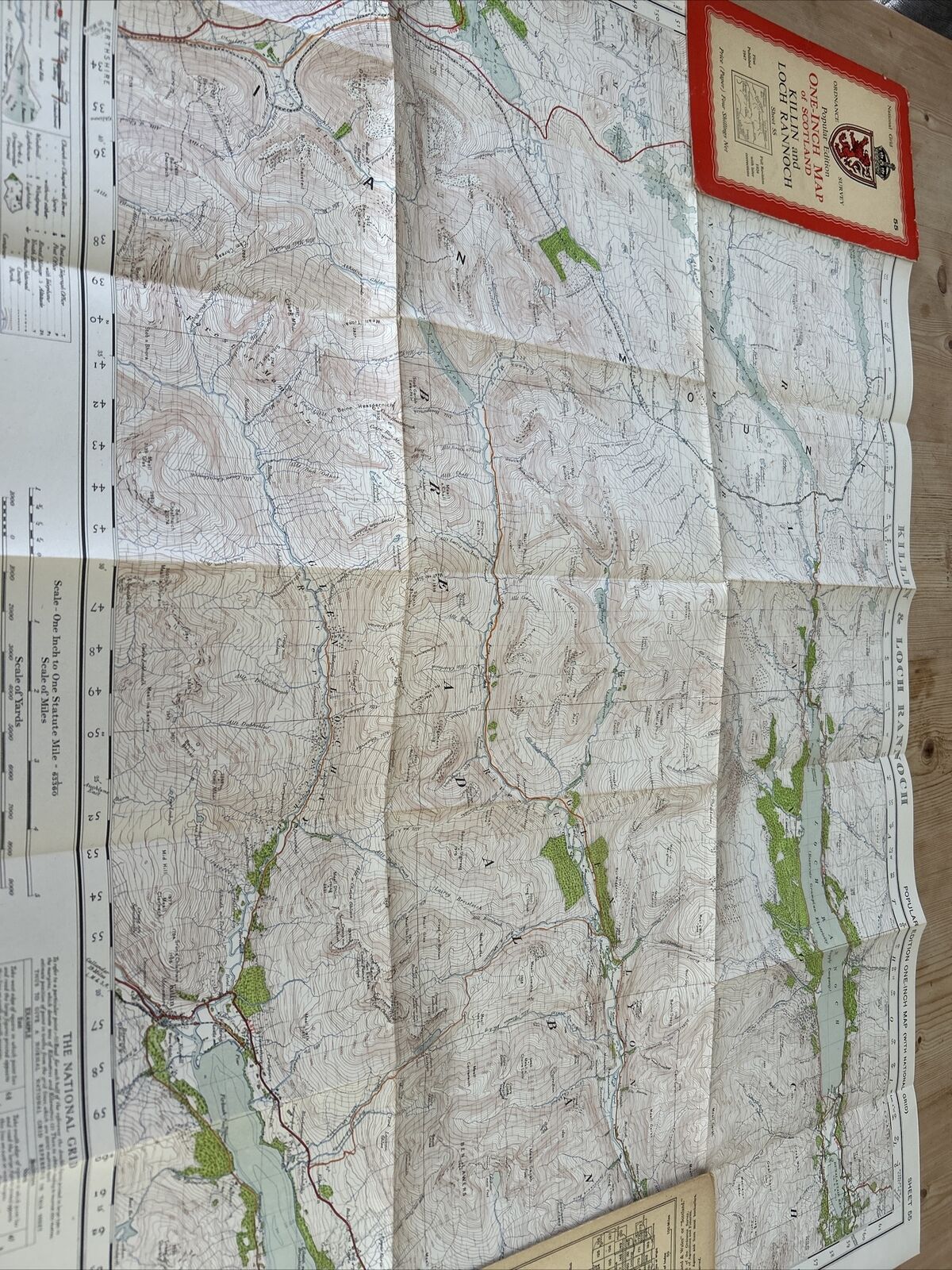 KILLIN & LOCH RANNOCH Ordnance Survey One Inch Sheet 55 Popular Edition 1947