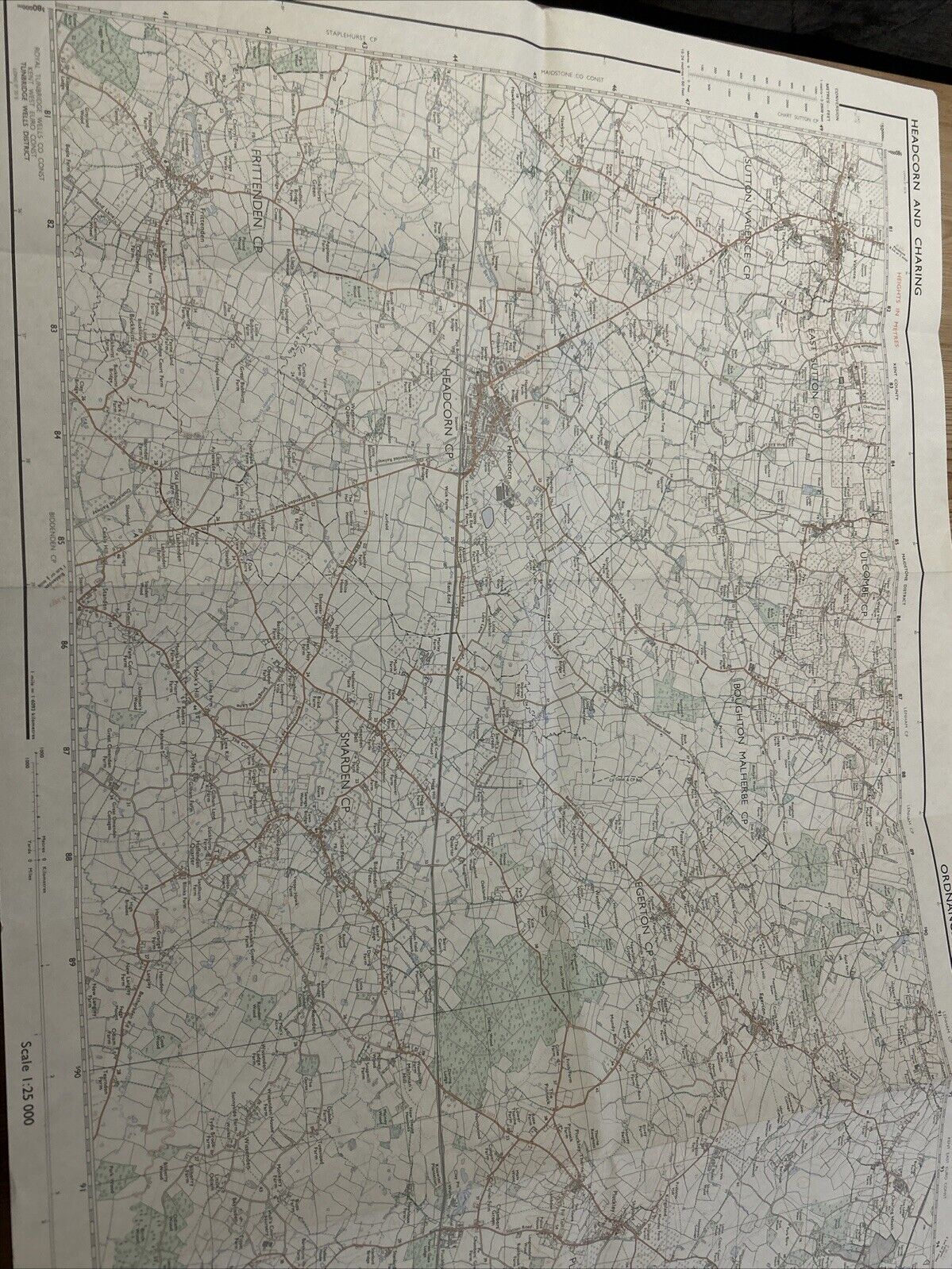 HEADCORN AND CHARING Pathfinder Ordnance Survey 1:25000 1986 TQ 84/94 Hothfield