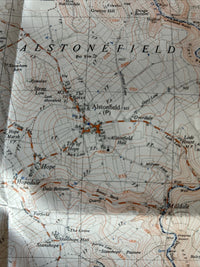 ALSTONFIELD 1950 Ordnance Survey SK15 2 & Half Inch MAP First Series Tissington