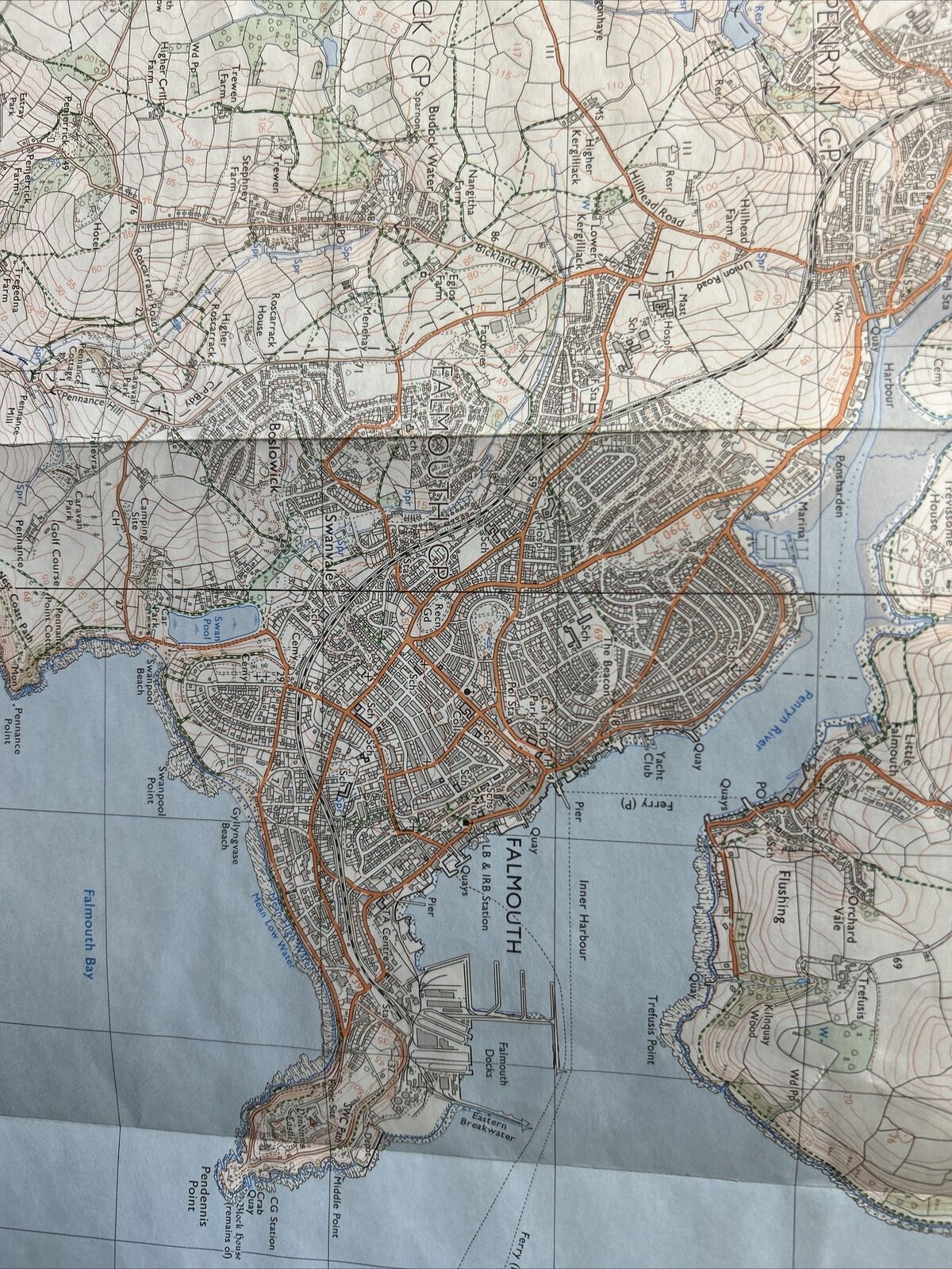 FALMOUTH & ST MAWES Pathfinder 1366 Ordnance Survey 1:25000 1990 Perranarworthal