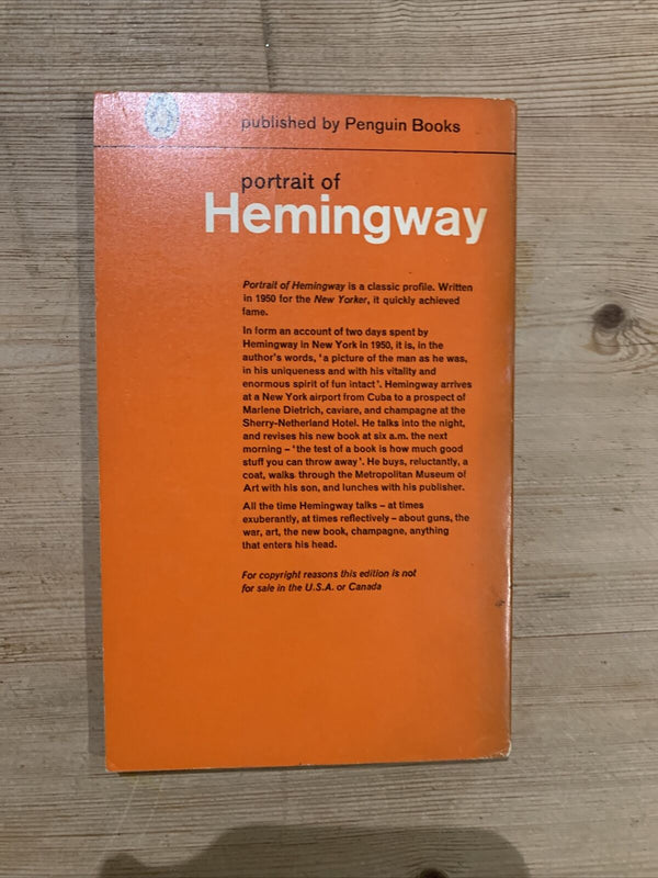 Portrait Of Hemingway - Lillian Ross - Penguin Book Paperback 1962 No 1939