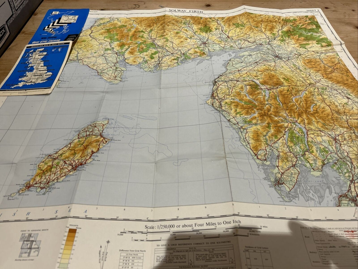 SOLWAY FIRTH 1966 Paper Ordnance Survey Quarter Inch Map Sheet 8 Windermere