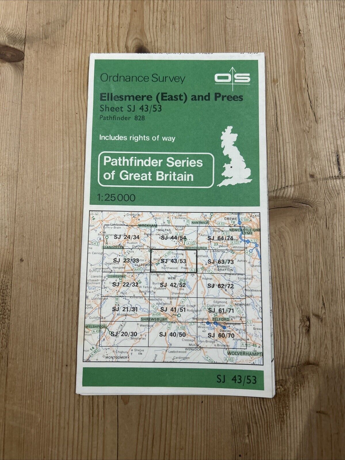 ELLESMERE EAST & PREES Pathfinder 828 Ordnance Survey 1:25000 1986 SJ 43/53