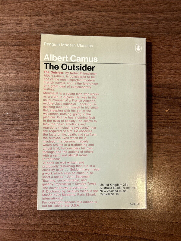 THE OUTSIDER Albert Camus 1973 Edition PENGUIN Modern Classics Algeria French