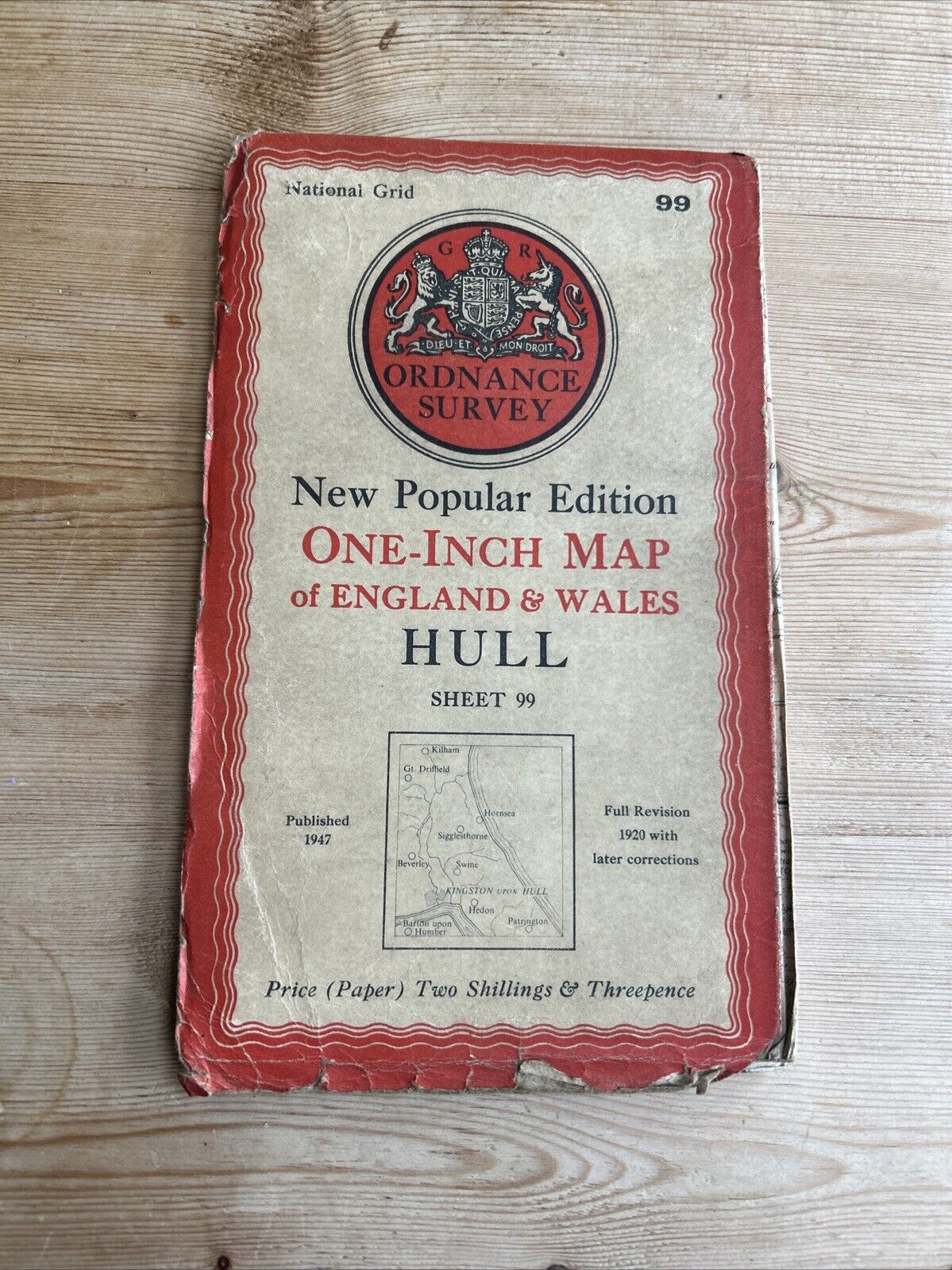 HULL Ordnance Survey One In Map 1947 Sixth Edition Sheet 99 Hornsea Beverley