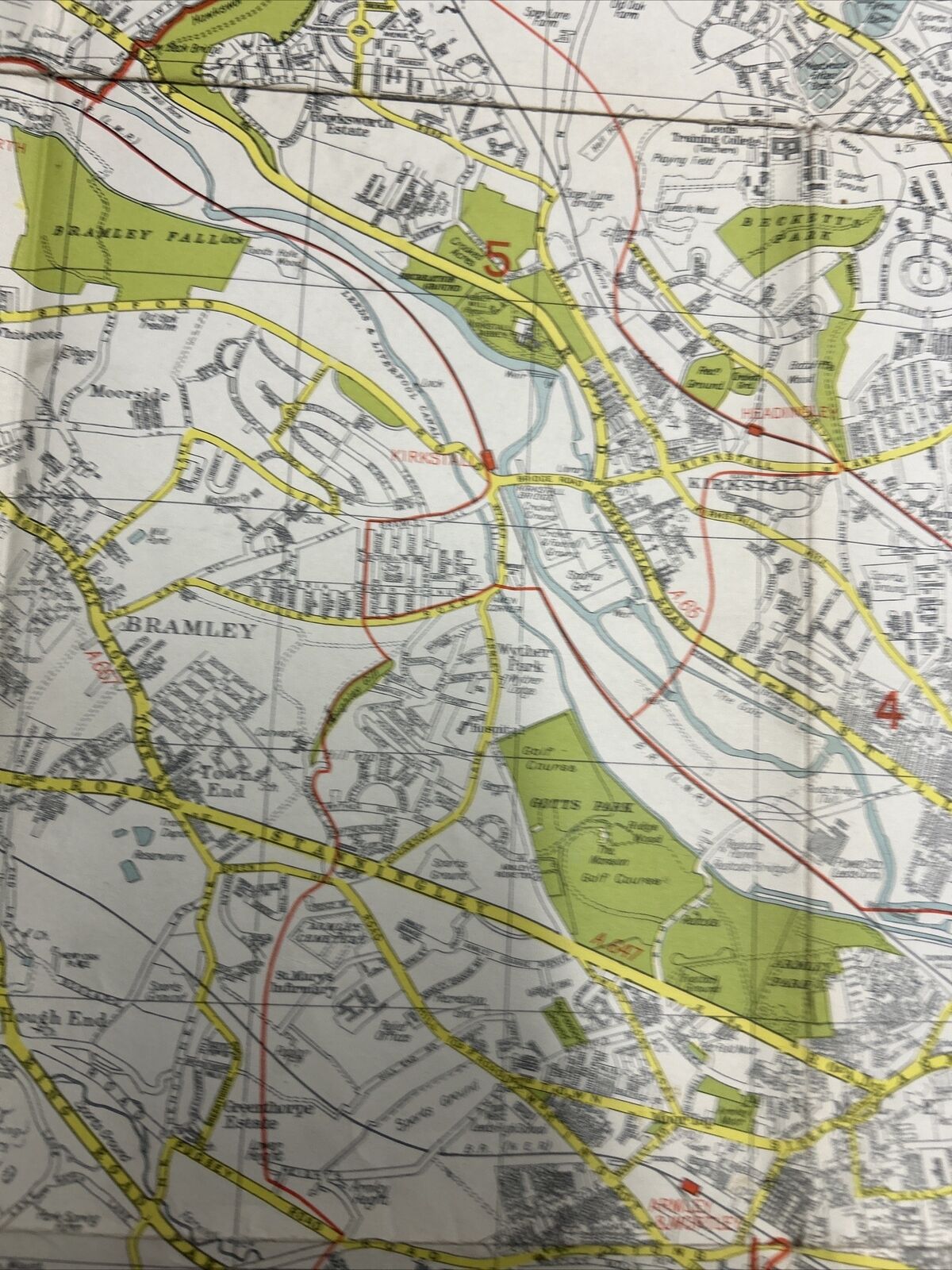 LEEDS Geographia Map Slightly Tatty Possibly 1950s? West Yorkshire Eccup Morley