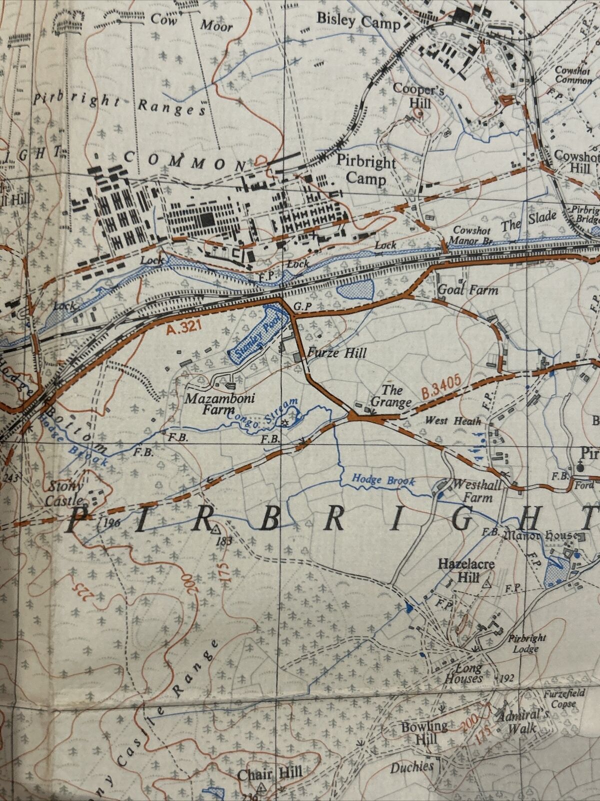 GUILDFORD Pirbright Ordnance Survey Sheet 41/95 1:25000 1949 Surrey CLOTH