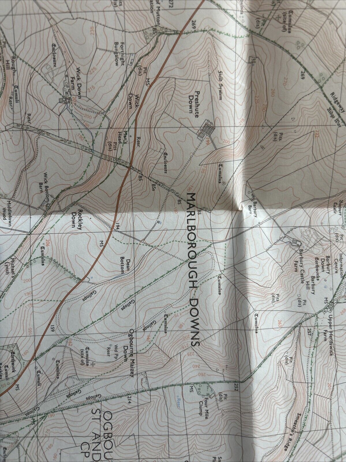 MARLBOROUGH DOWNS Pathfinder Ordnance Survey SU07/17 1:25000 1985 Broad Hinton