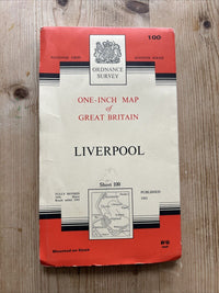 LIVERPOOL Ordnance Survey Cloth One Inch Map 1961 Seventh Series Sheet 100