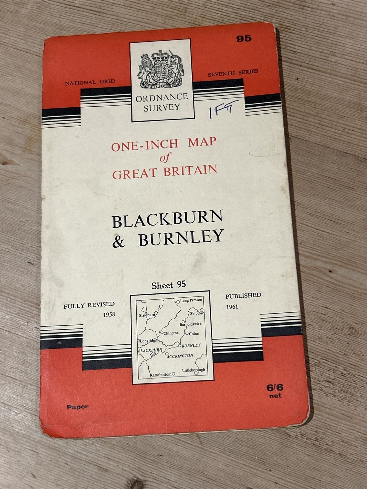 BLACKBURN & BURNLEY Ordnance Survey 1961 Seventh Series Sheet 95 Clitheroe