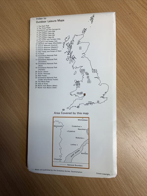 WYE VALLEY & FOREST OF DEAN - Ordnance Survey Outdoor Leisure Map 1982 Monmouth