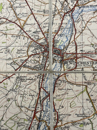 WINCHESTER Ordnance Survey Cloth 1 Inch Map 1945 6th Edition Sheet 168 Dissected