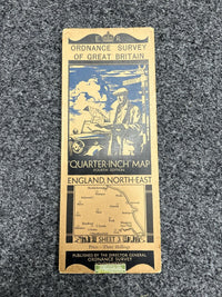 ENGLAND NORTH EAST Ordnance Survey CLOTH Sh 3 Quarter Inch Map 4th Ed 1935 York