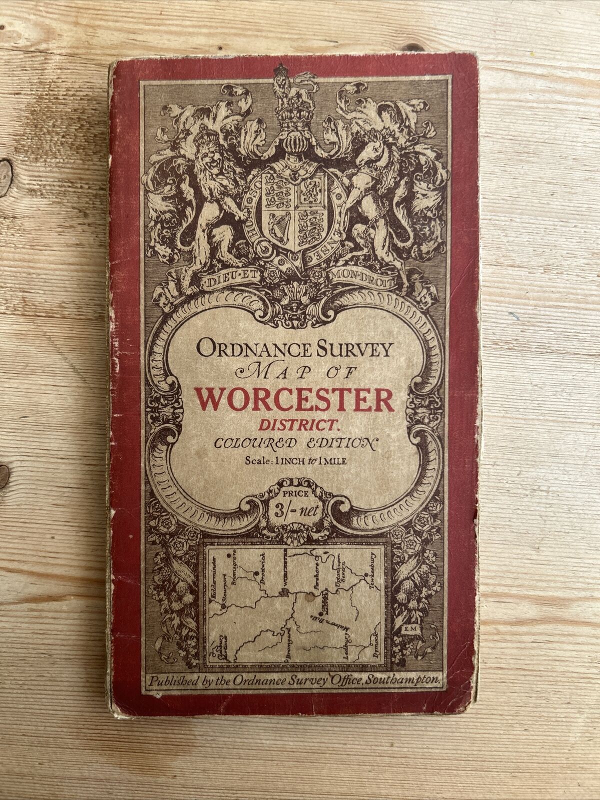 WORCESTER MALVERN District Ordnance Survey Third Edition Cloth 1 Inch Map 1912