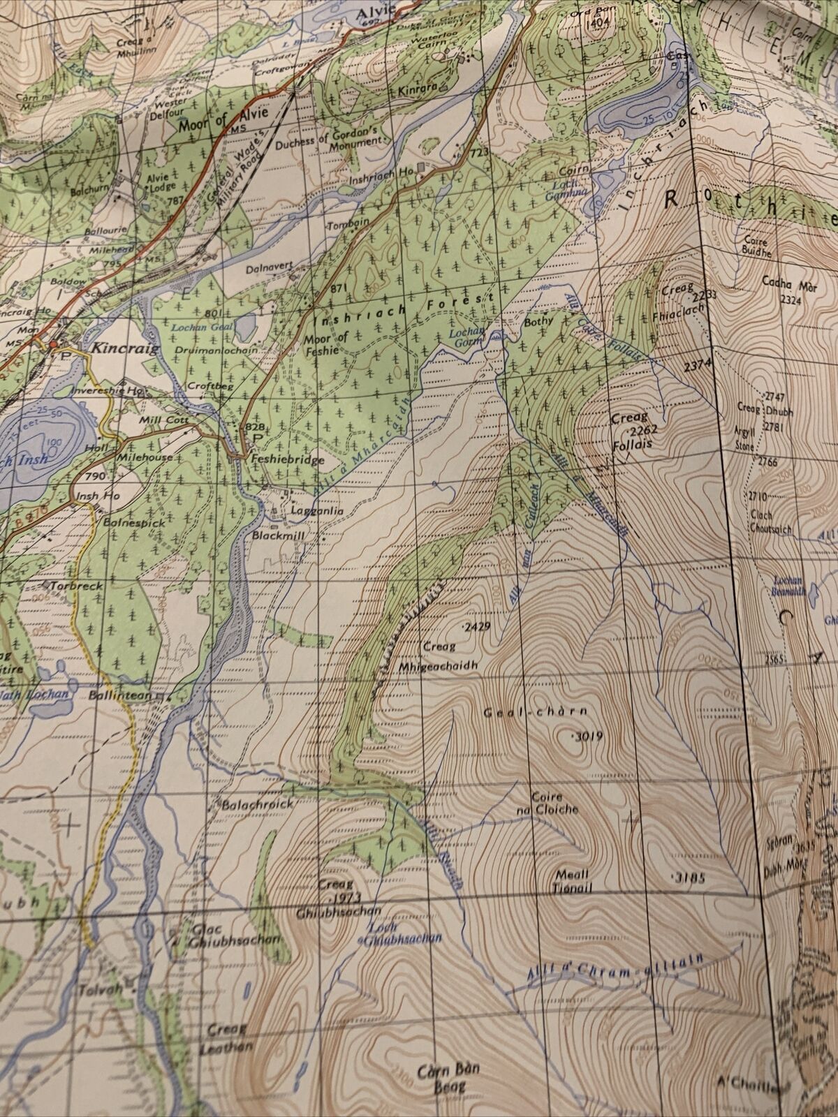 Kingussie Scotland - Ordnance Survey Map One Inch 1957 1962 Print Sheet 37