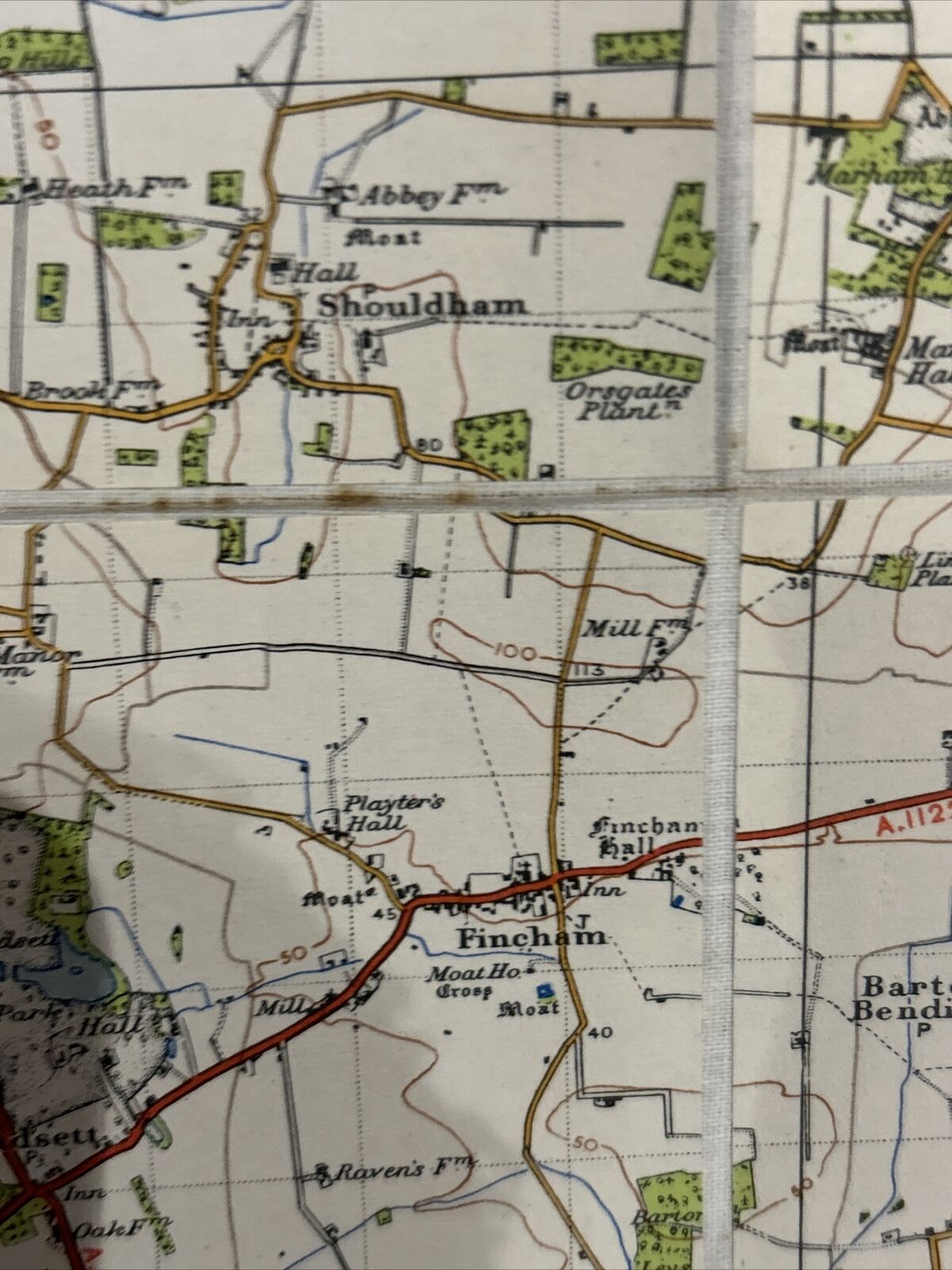 KINGS LYNN Ordnance Survey Cloth 1 Inch Map 1946 6th Edition Sheet 124 Dissected