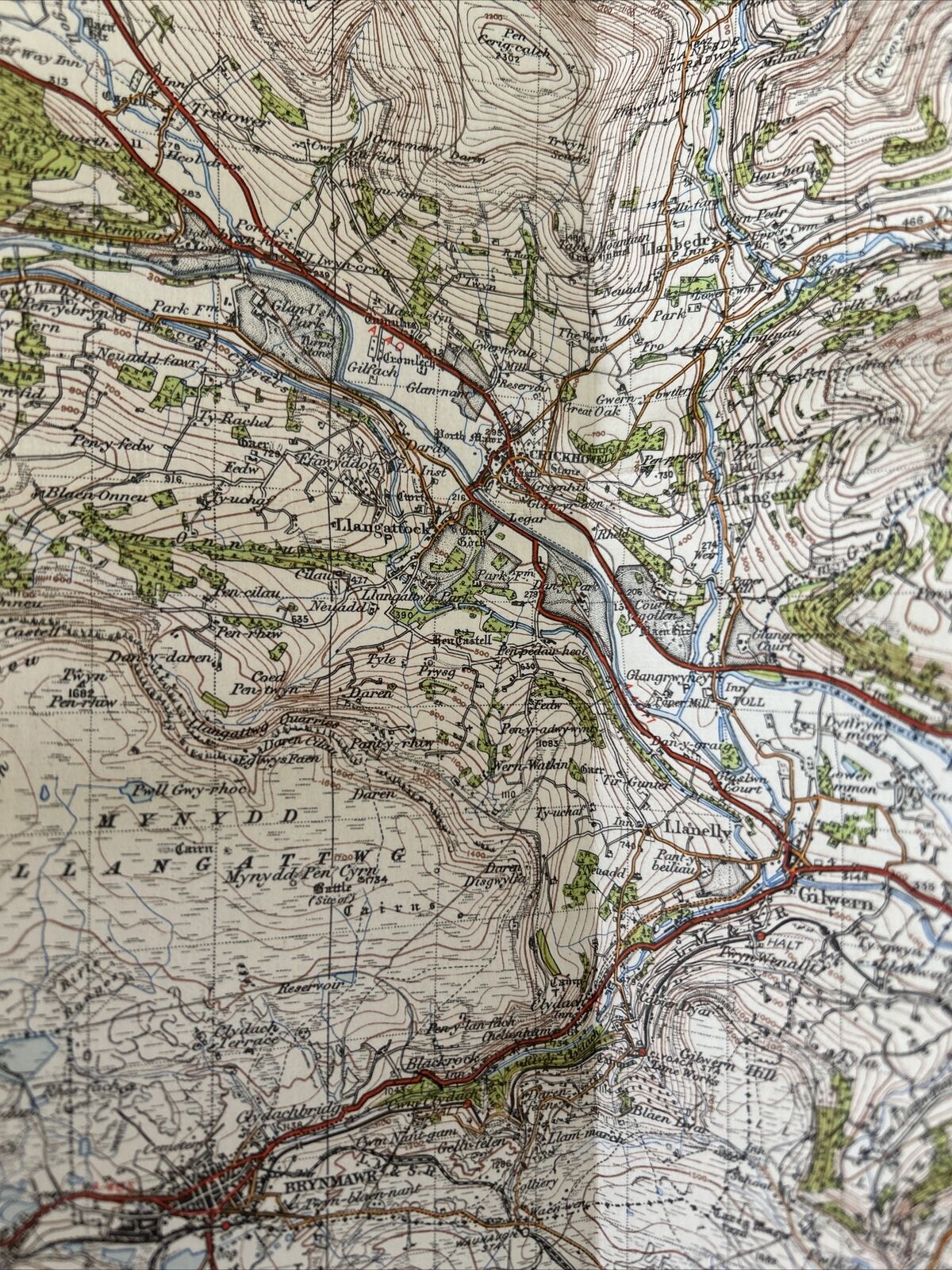 BRECON Ordnance Survey Cloth One Inch Map 1947 Sixth Edition Sheet 141 Talgarth