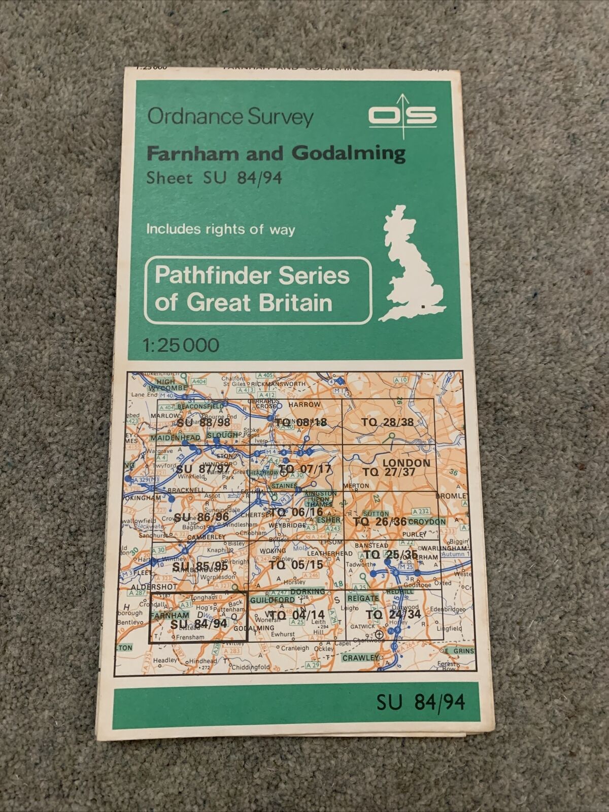 FARNHAM & GODALMING Pathfinder Ordnance Survey Sheet SU84/94 1:25000 1980