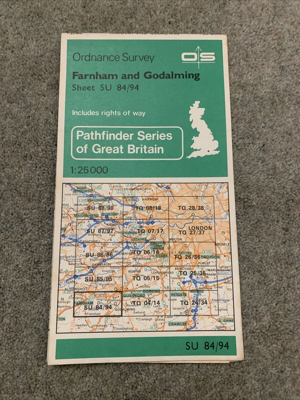 FARNHAM & GODALMING Pathfinder Ordnance Survey Sheet SU84/94 1:25000 1980