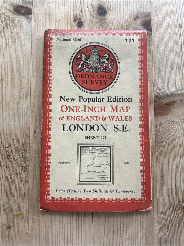 LONDON South East Ordnance Survey Sixth Series Paper One inch 1940 Sheet 171