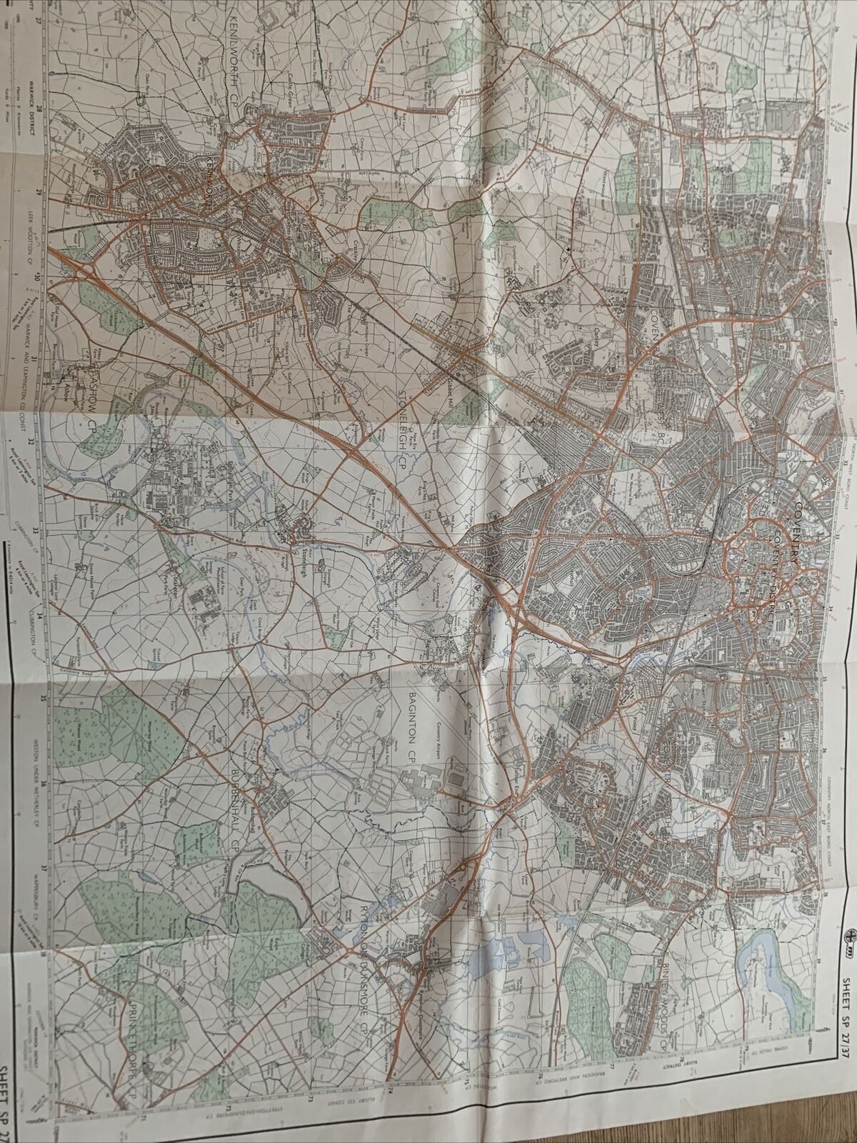 COVENTRY South & KENILWORTH - Ordnance Survey Pathfinder Map 1982 SP27/37