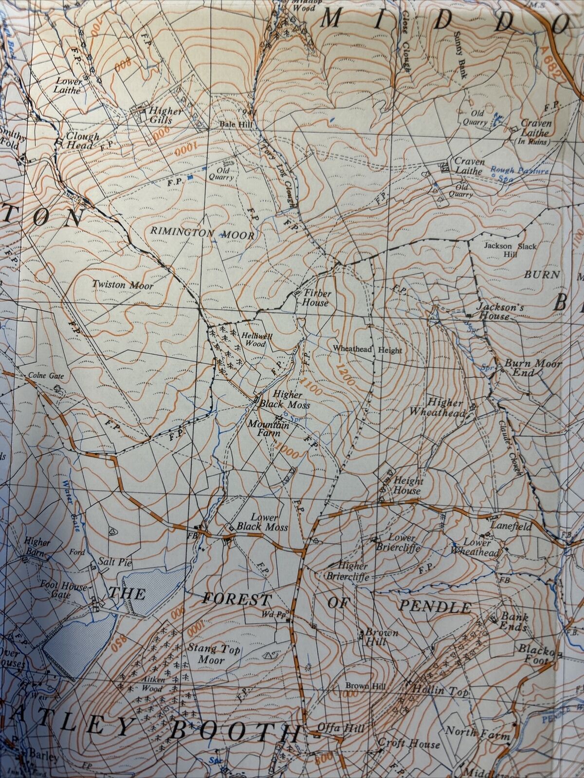 BARNOLDSWICK Ordnance Survey Sheet SD84 Map 1:25,000 First Series 1954 Blacko